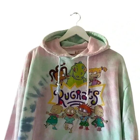 Rugrats Tie-Dye Nickelodeon HOODIE Multicolor Soft Kangaroo Pocket SZ XL #1302 - Picture 3 of 12